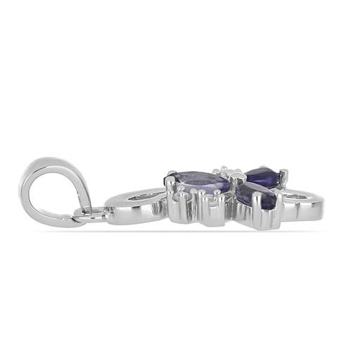  STERLING SILVER NATURAL IOLITE GEMSTONE  PENDANT